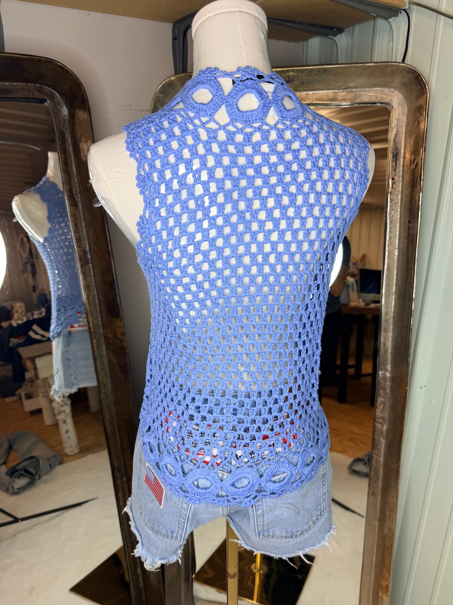 Crochet Blue Vest