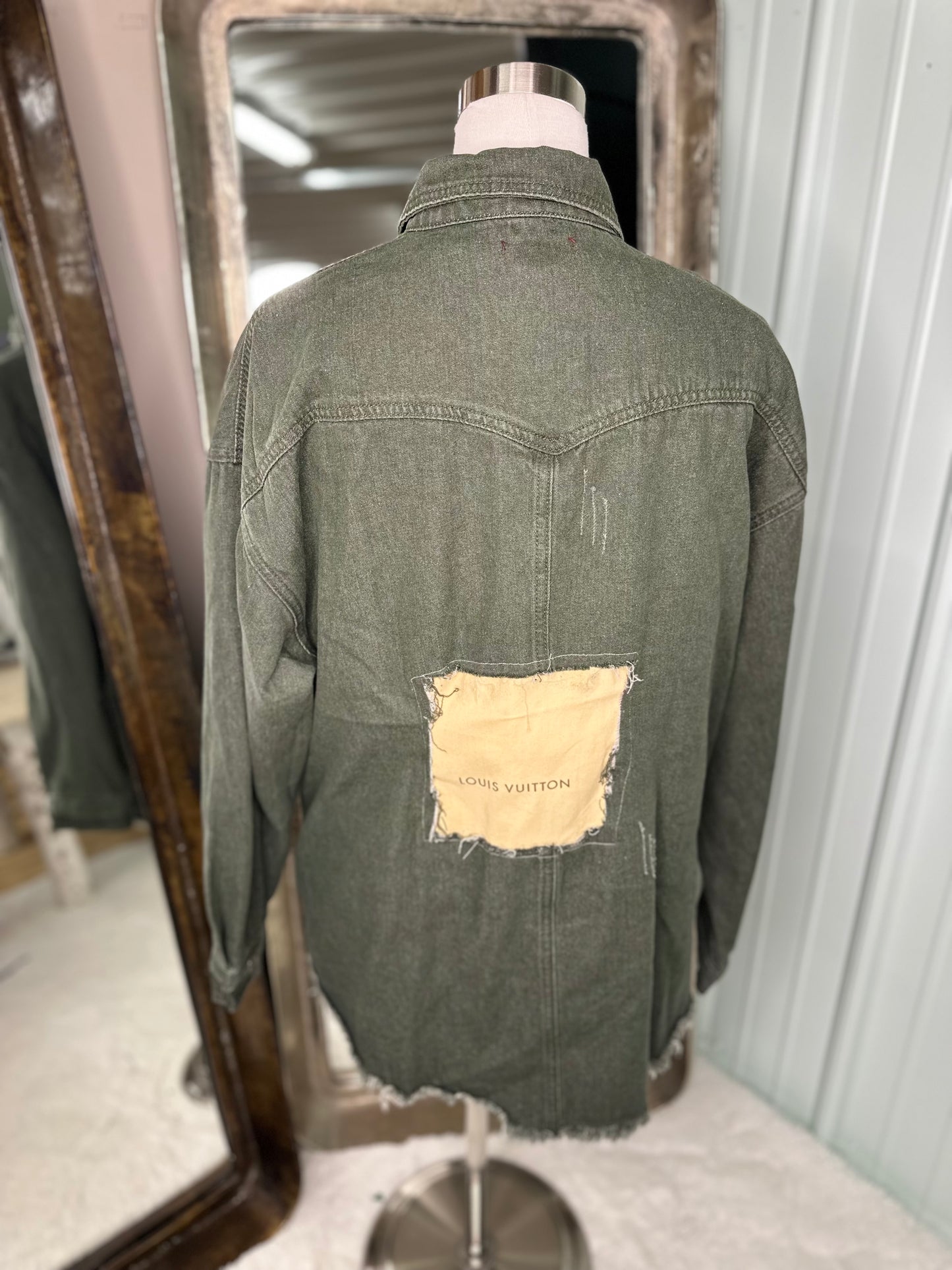 Upcycled designer denim shacket