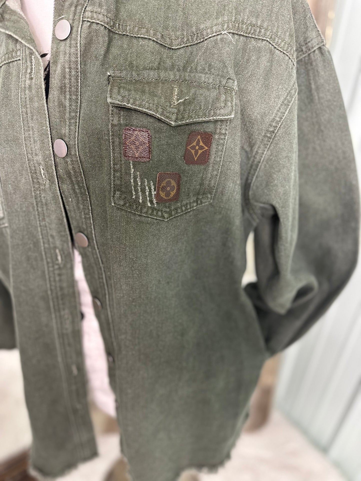 Upcycled designer denim shacket