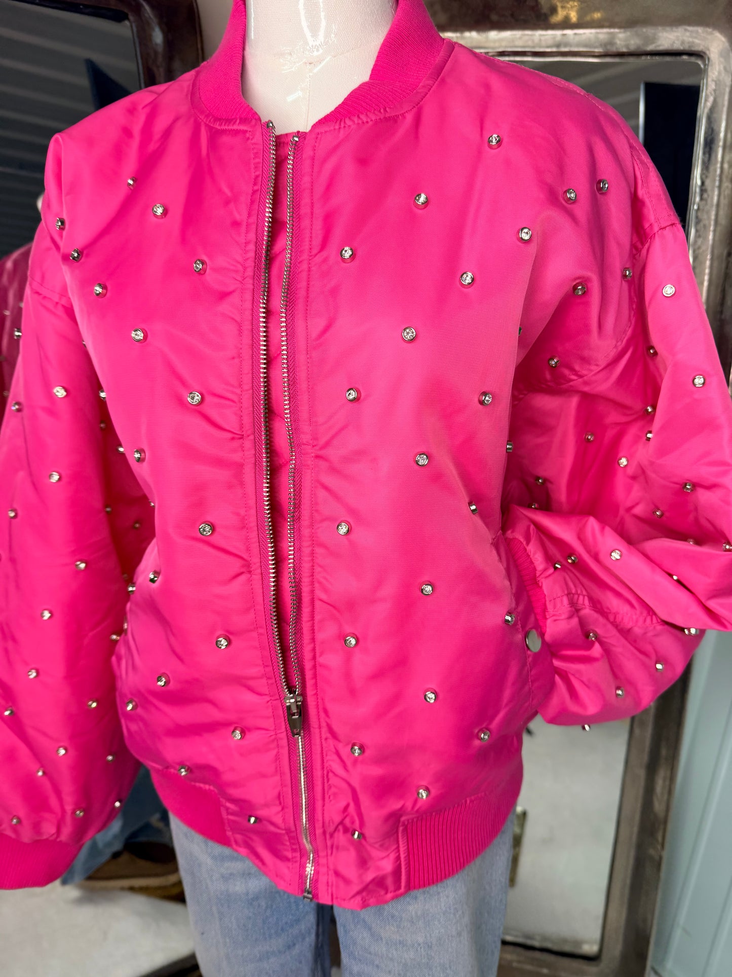 Pink Bling bomber Jacket