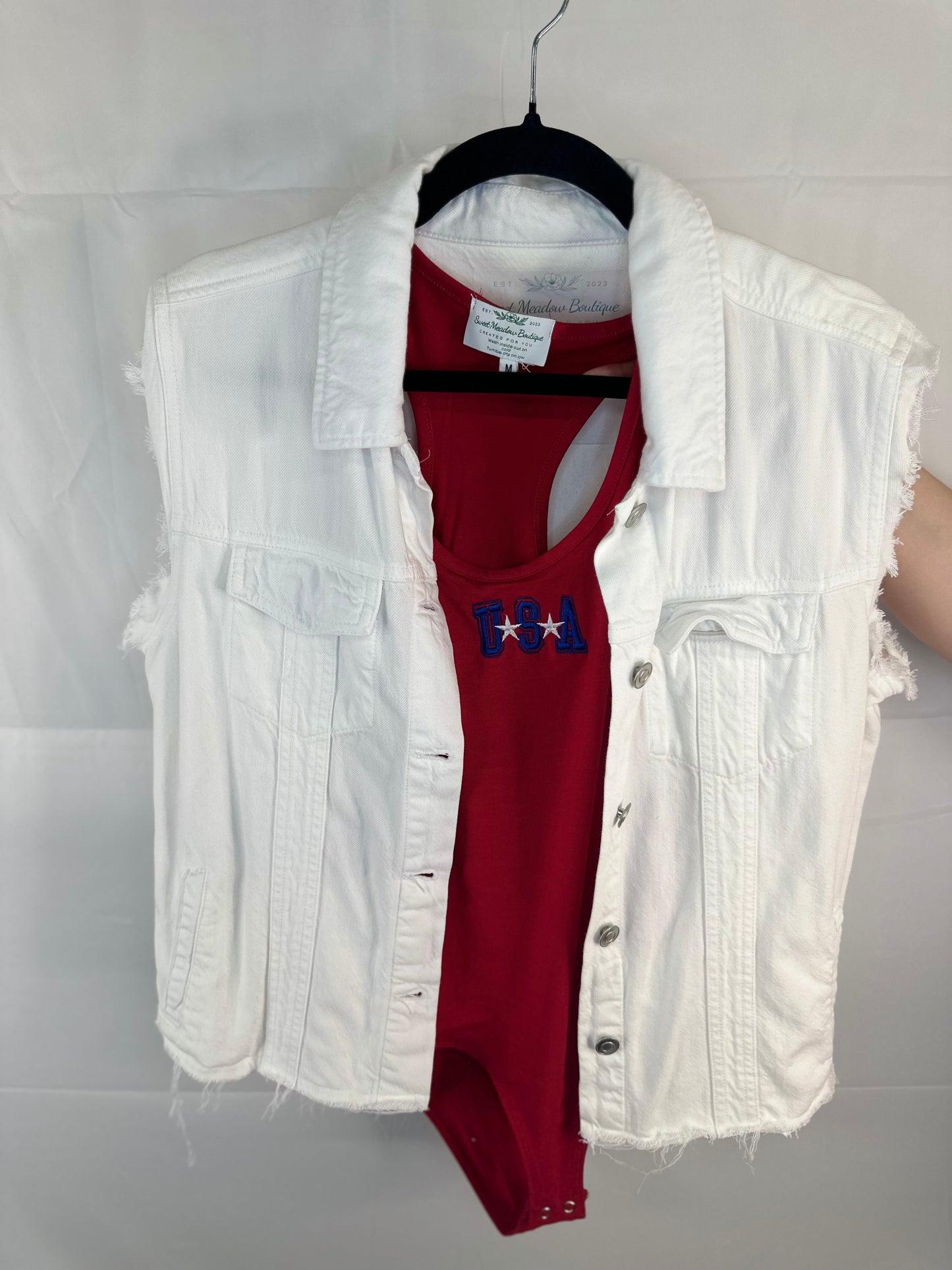 Distressed patriotic vest