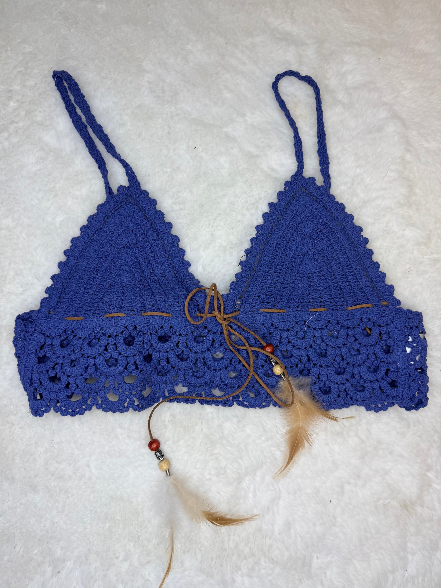 Blue Crochet Crop Top