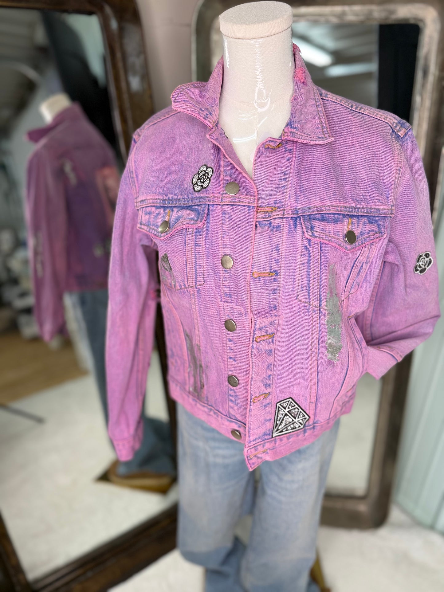 Marilyn Distressed Jacket in Pink