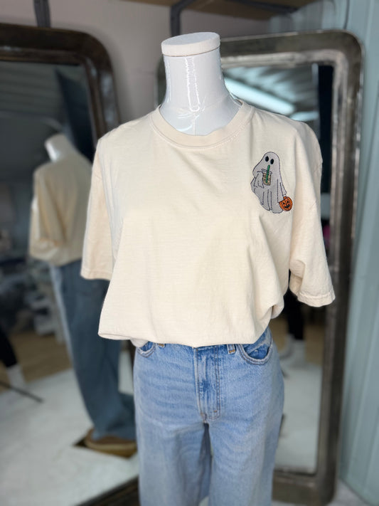 Embroidered Coffee Ghost T-Shirt