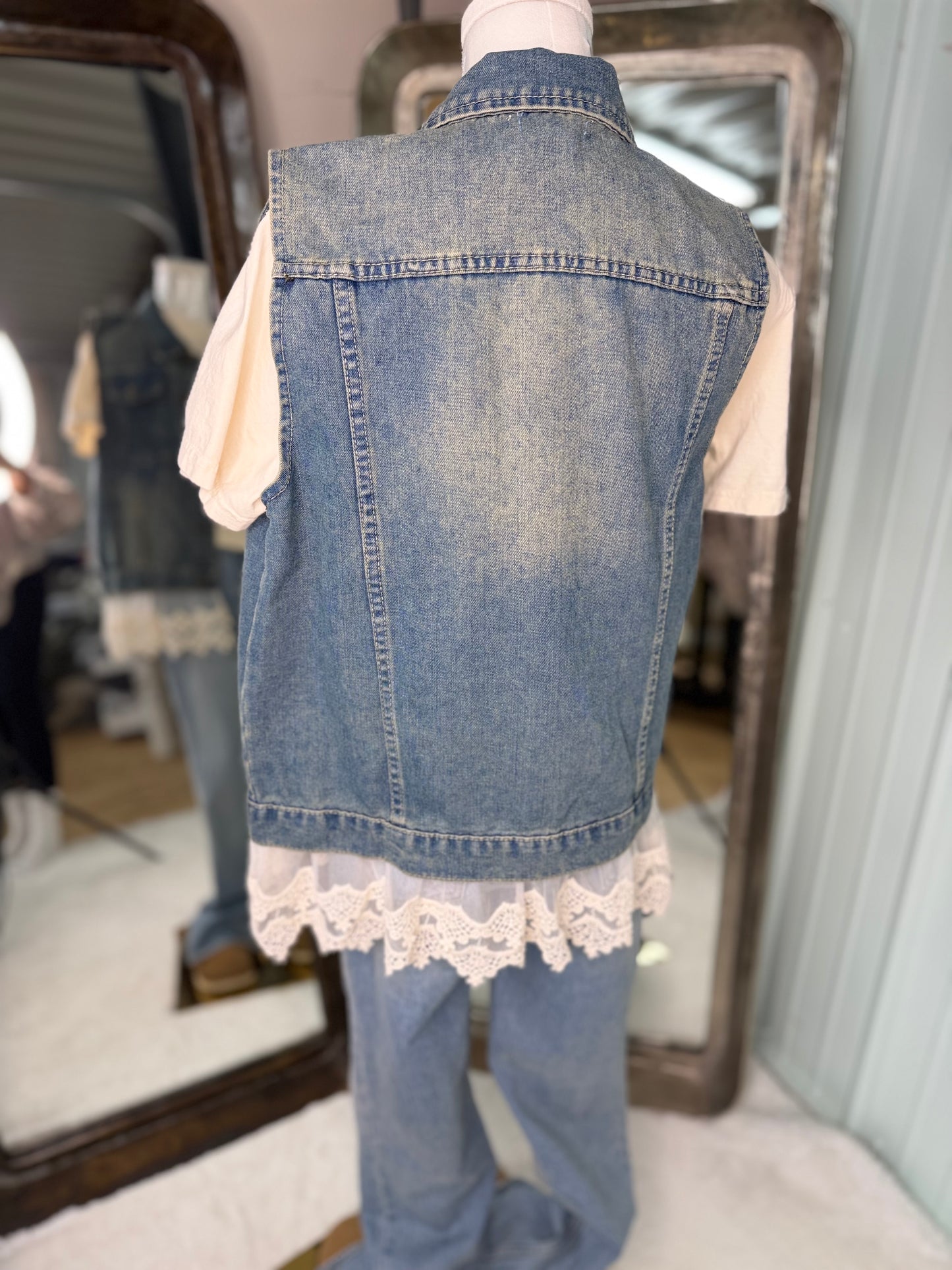 Denim Lace Vest