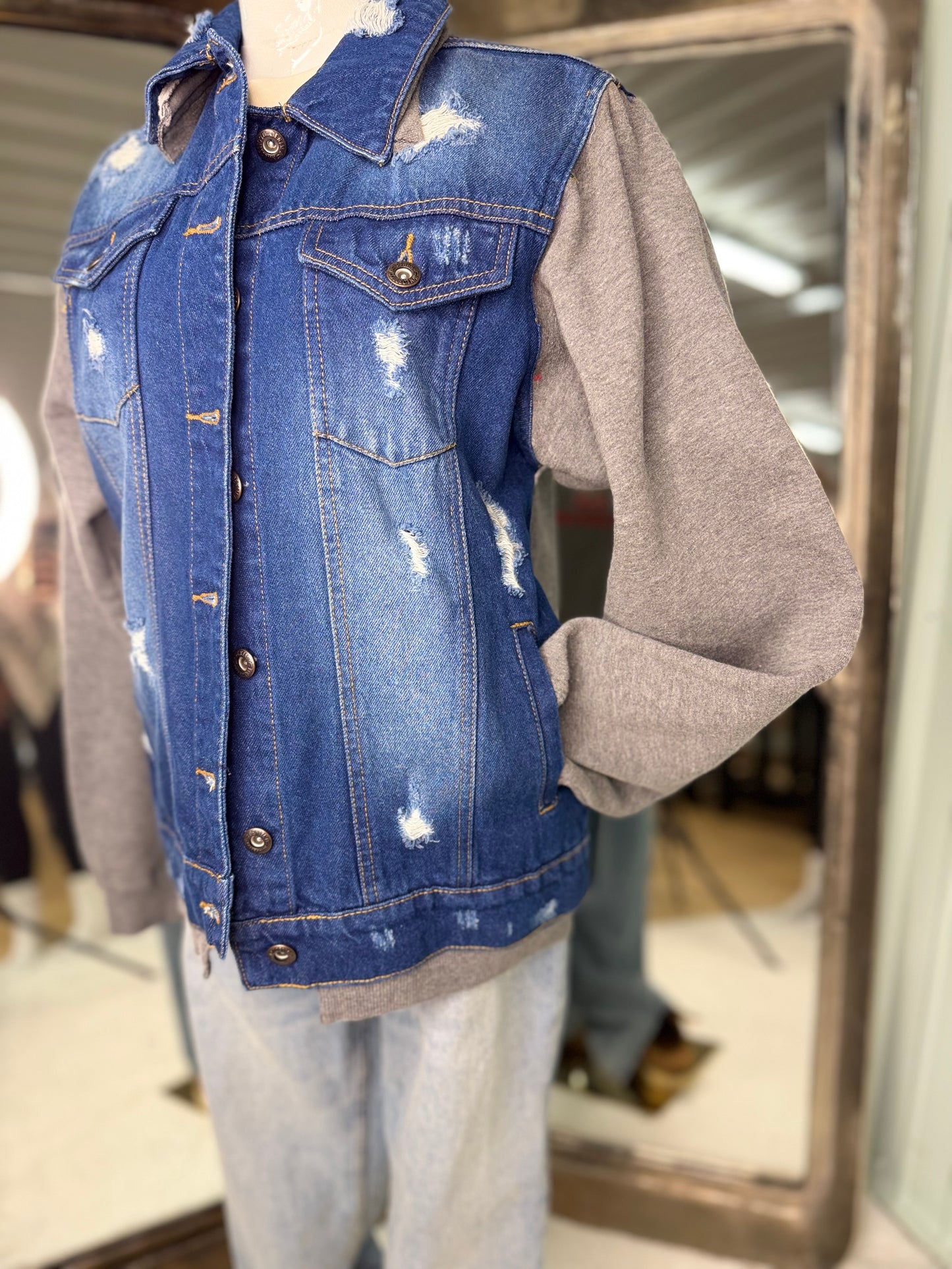 Upcycled Vintage sweatshirt jacket