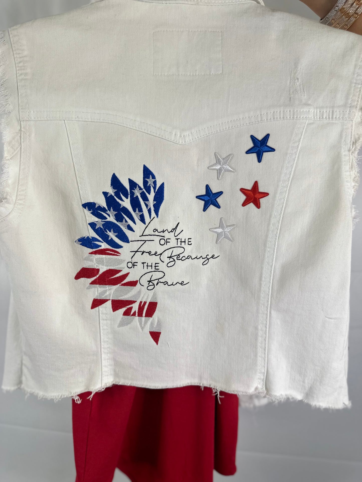 Distressed patriotic vest