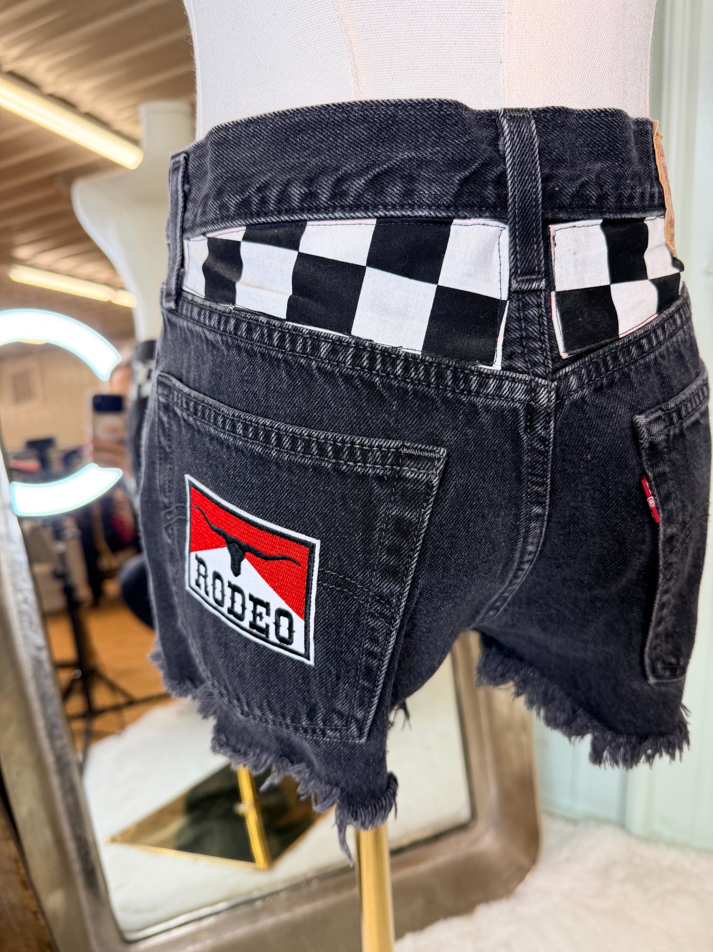 Custom checkered Denim Shorts