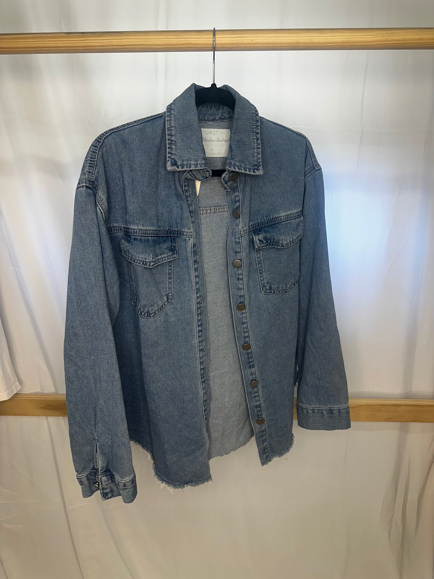 Denim horse flannel shacket