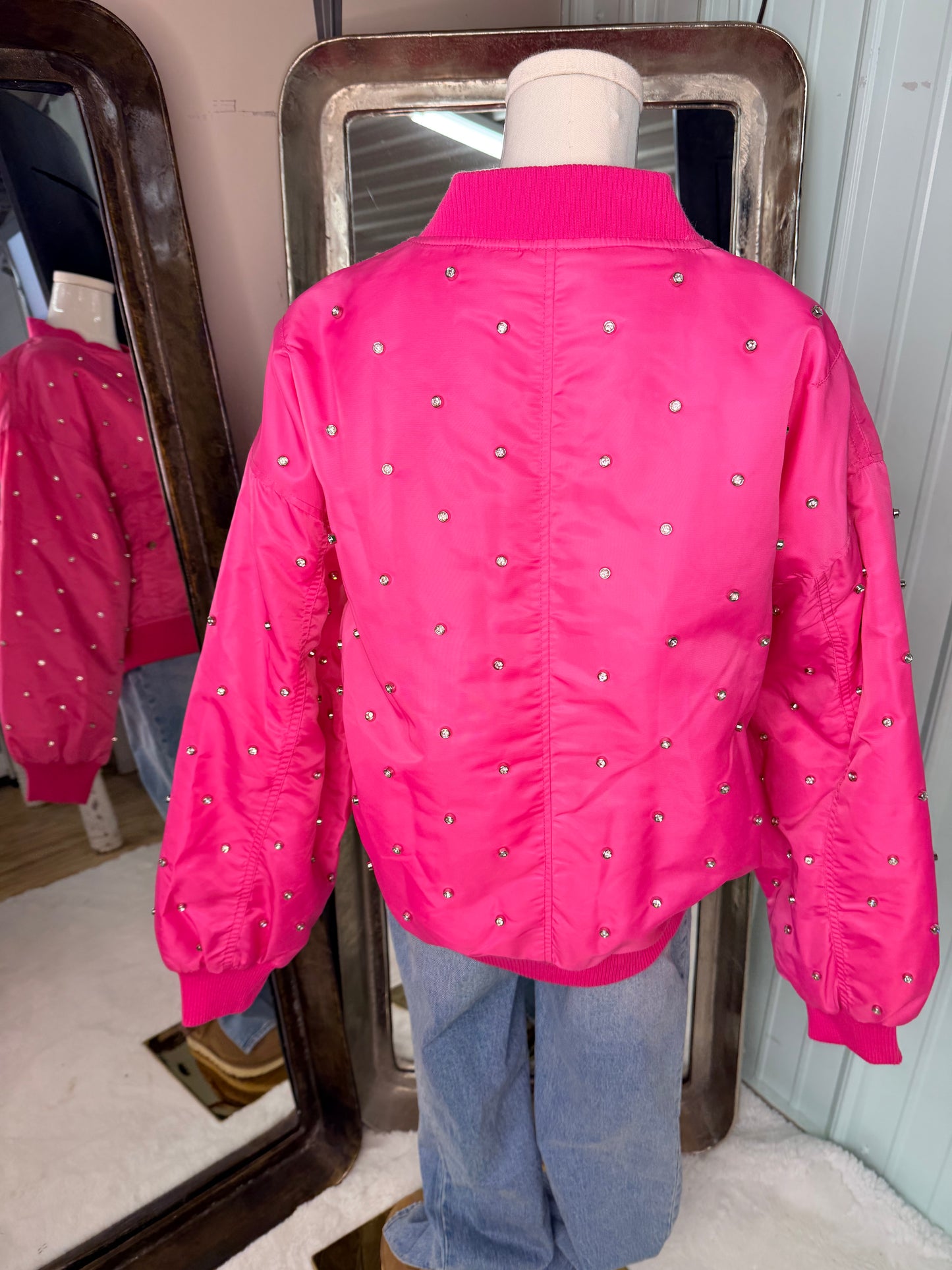 Pink Bling bomber Jacket