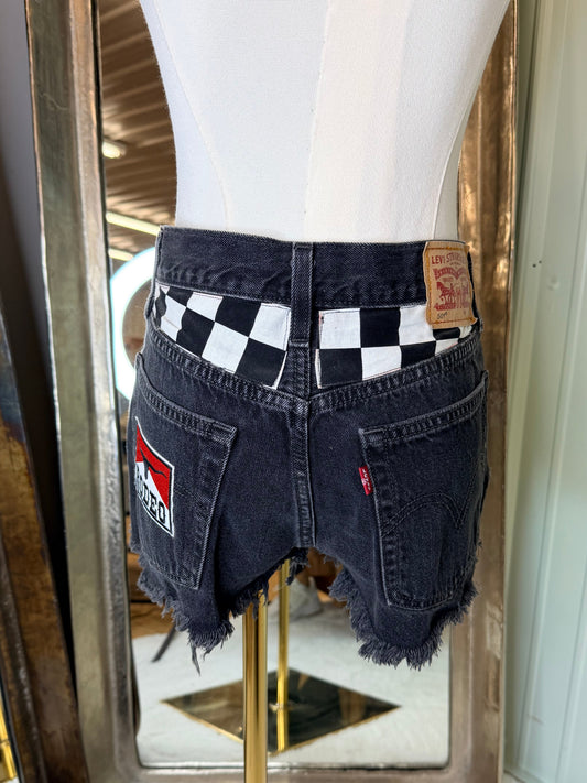 Custom checkered Denim Shorts