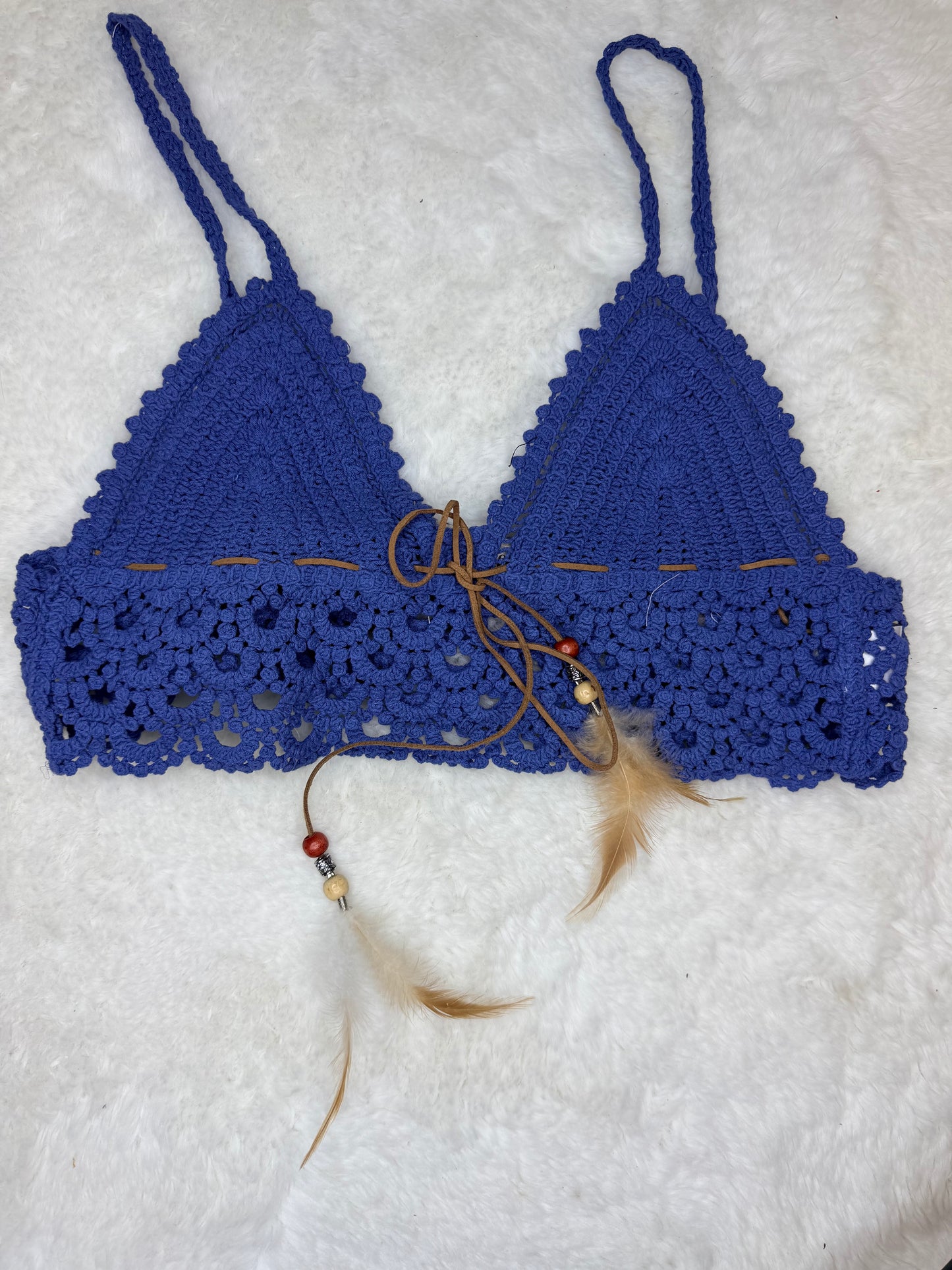 Blue Crochet Crop Top