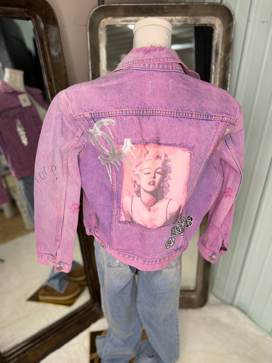 Marilyn Distressed Jacket in Pink