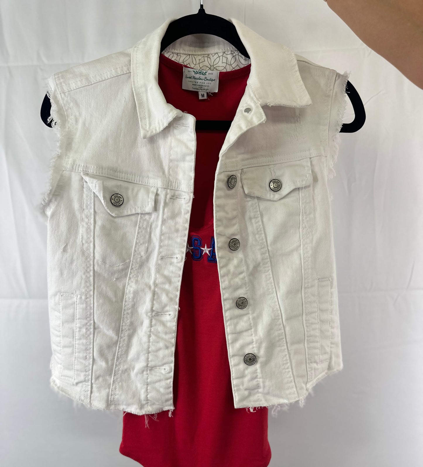 Distressed patriotic vest