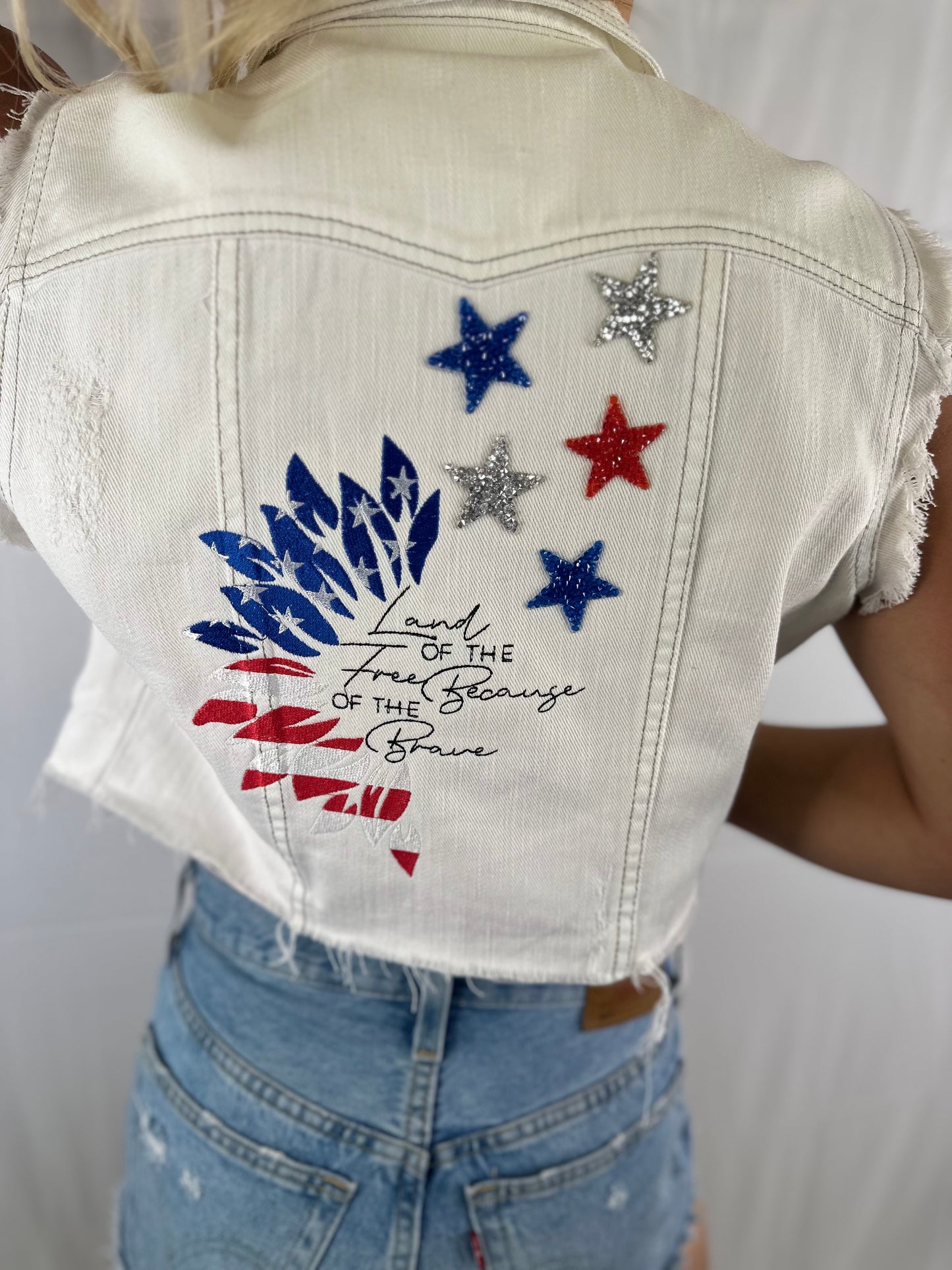 Distressed patriotic vest