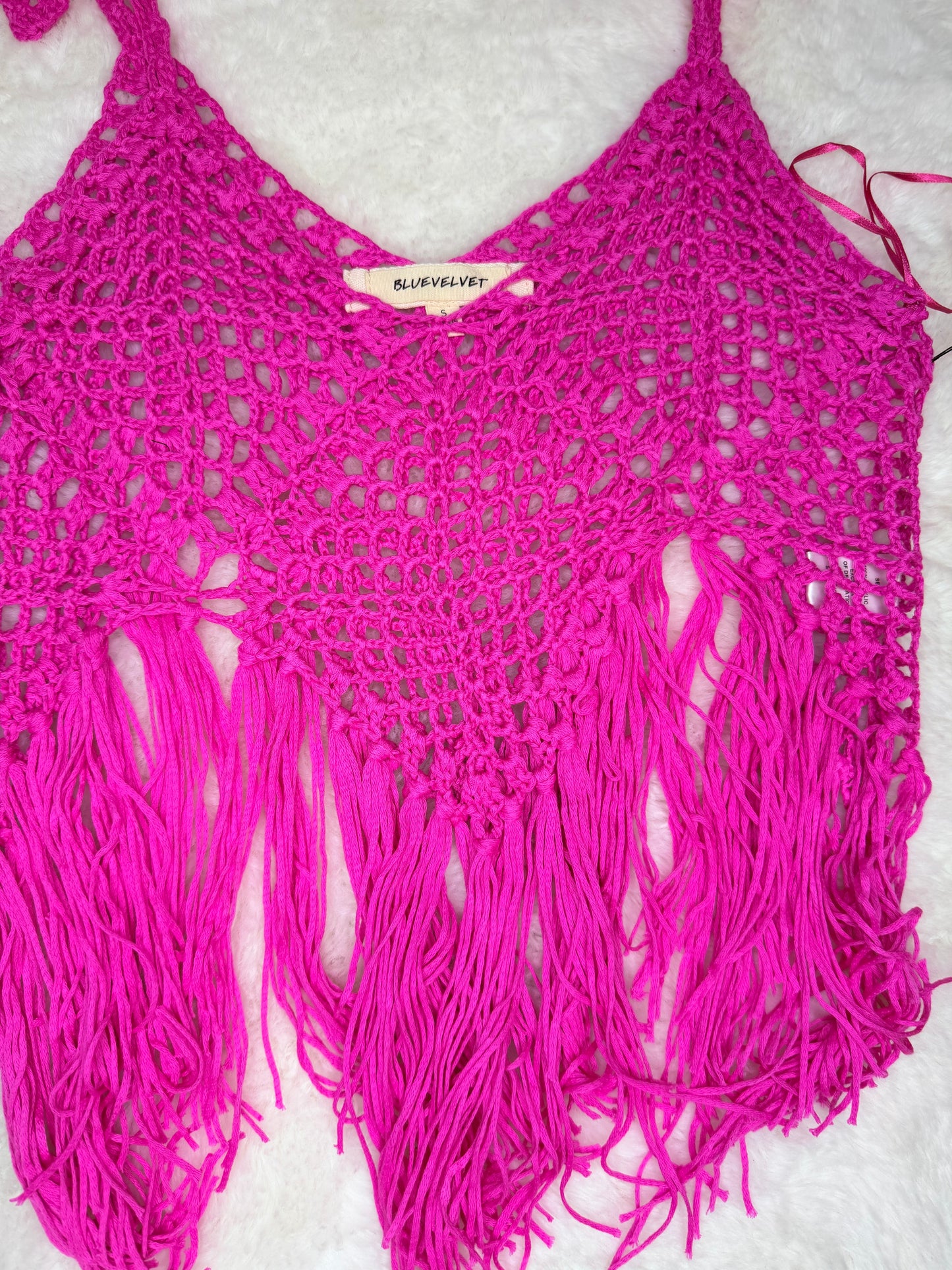Pink Fringe Crochet Top