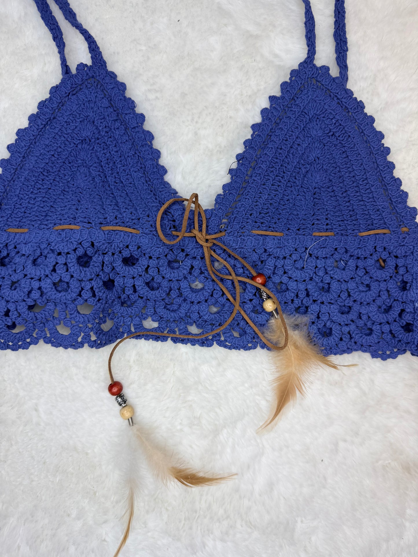 Blue Crochet Crop Top