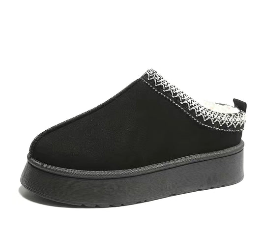 Black platform slippers