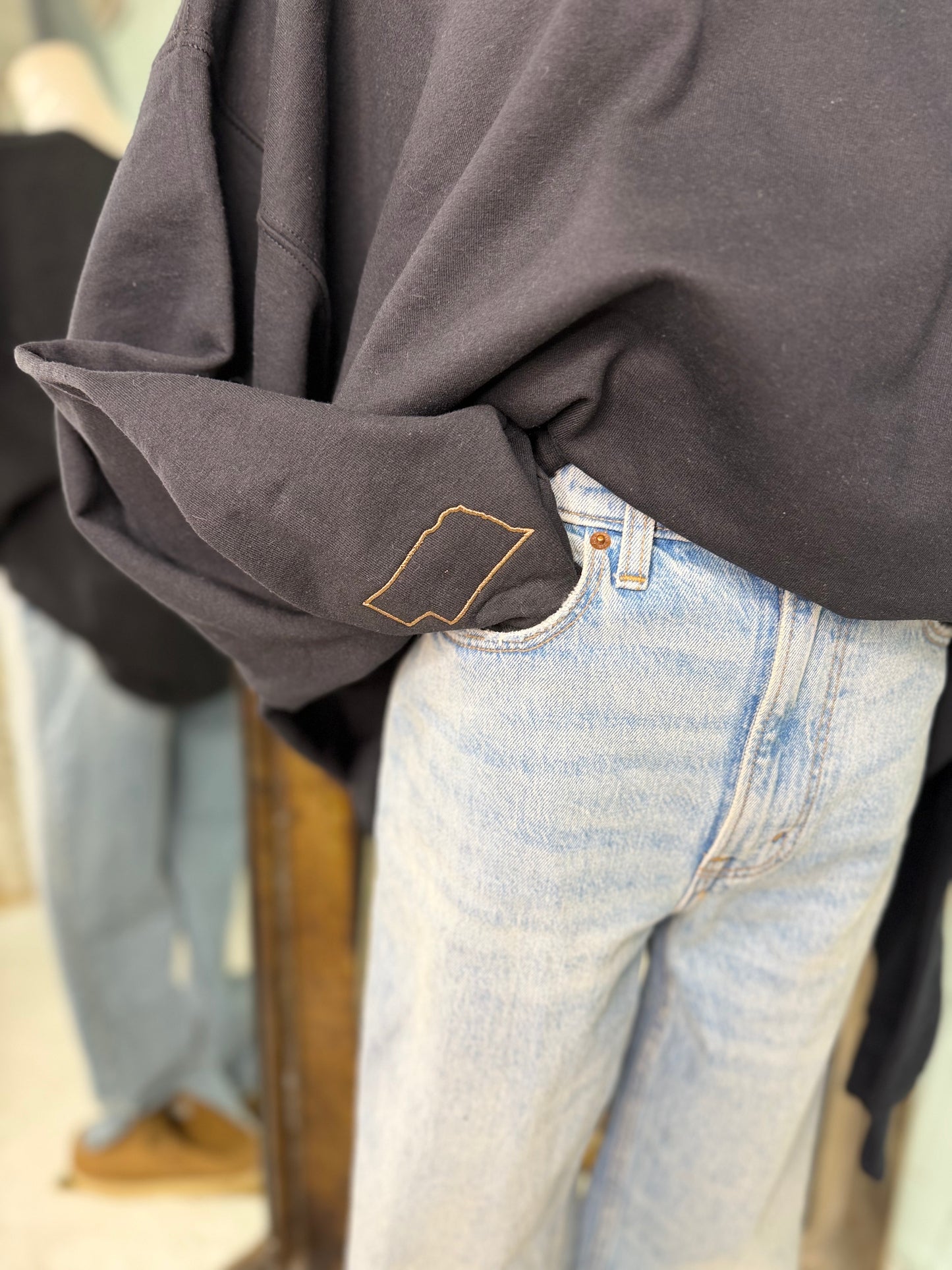 Embroidered Brown Nebraska Crewneck