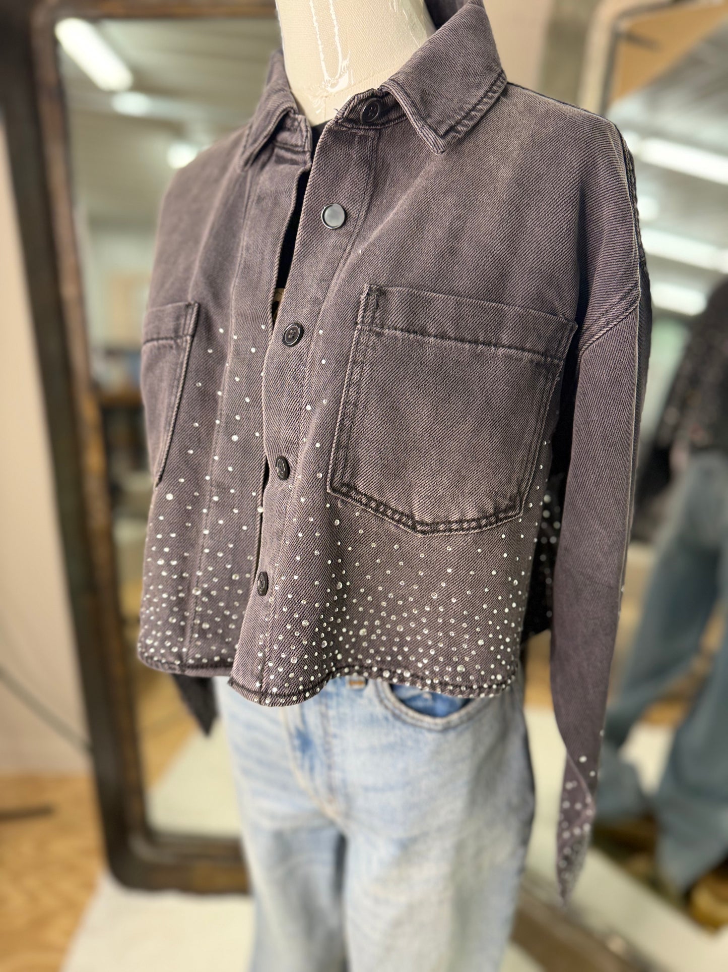 Black Bling Crop Jacket