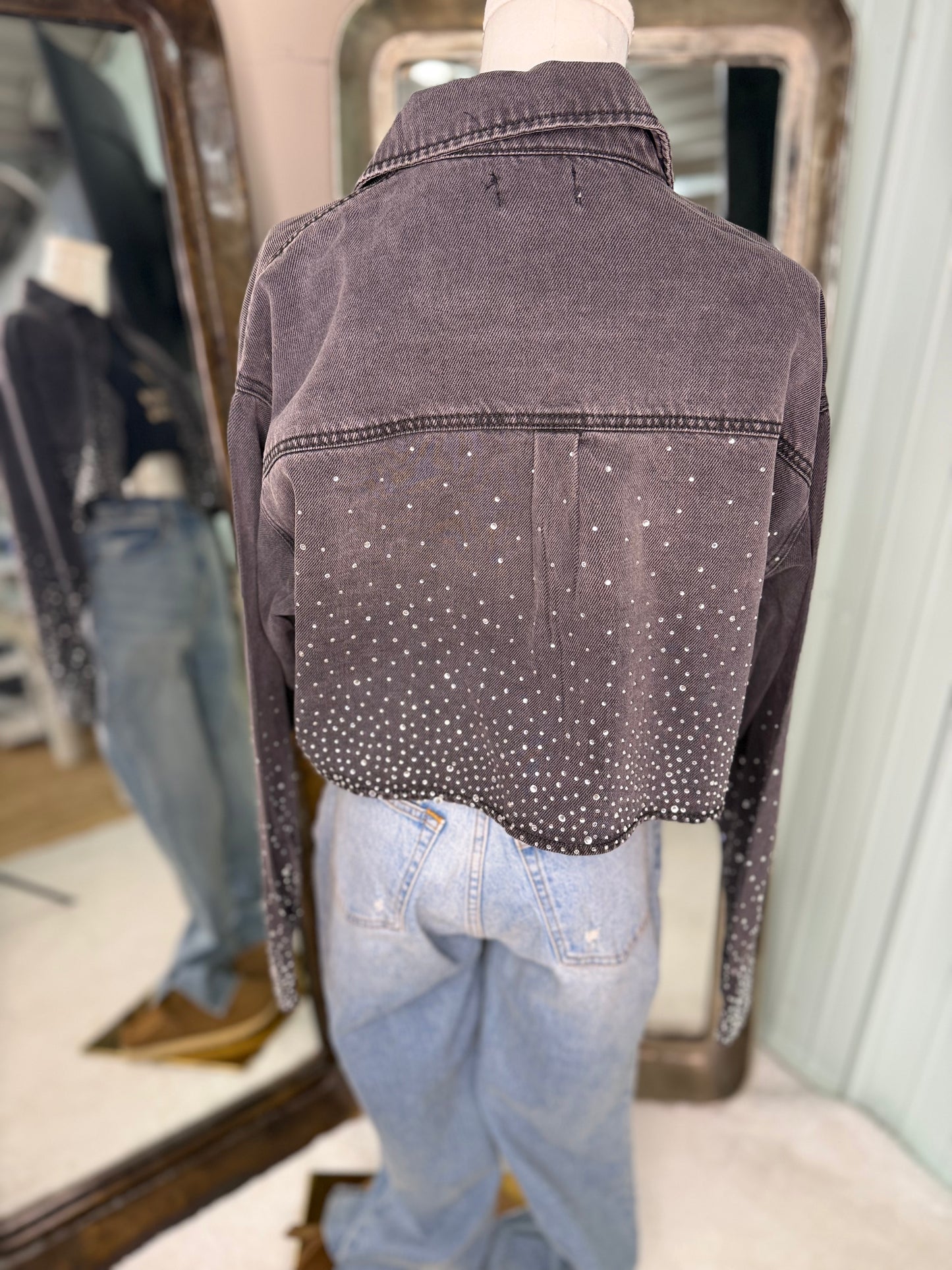 Black Bling Crop Jacket