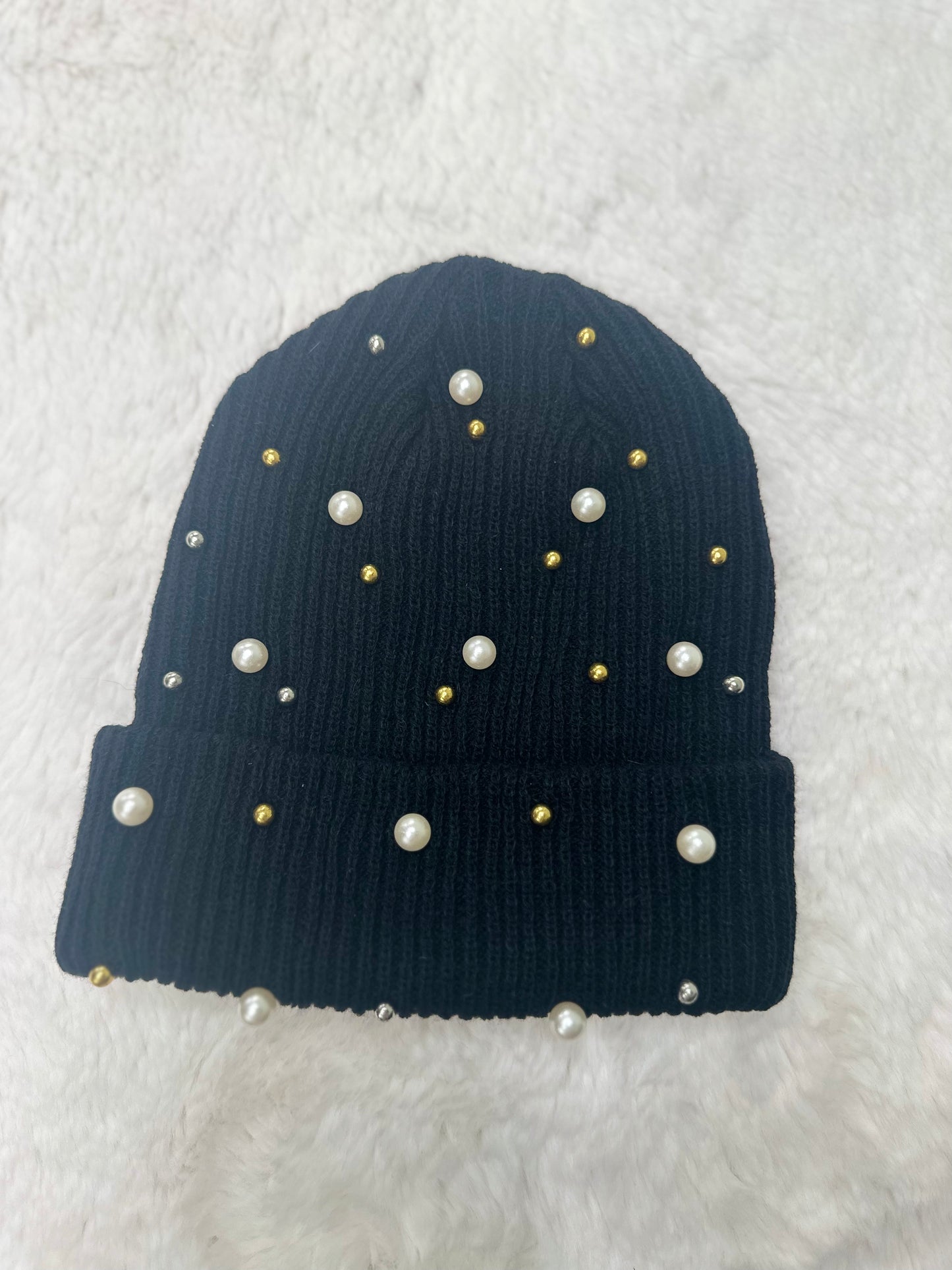 Pearl studded stocking cap