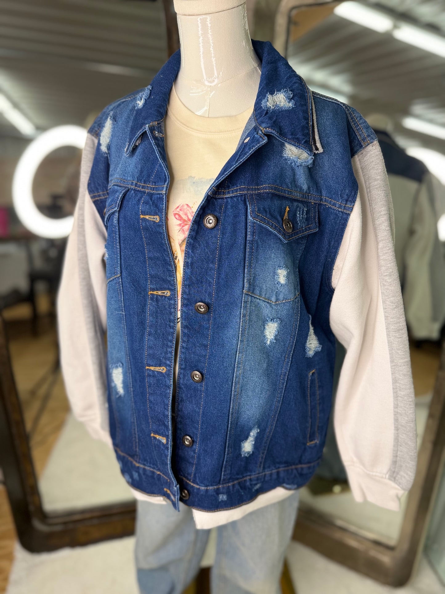 Upcycled Vintage Sweatshirt Jacket