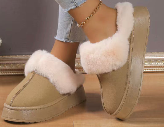 Platform khaki slippers