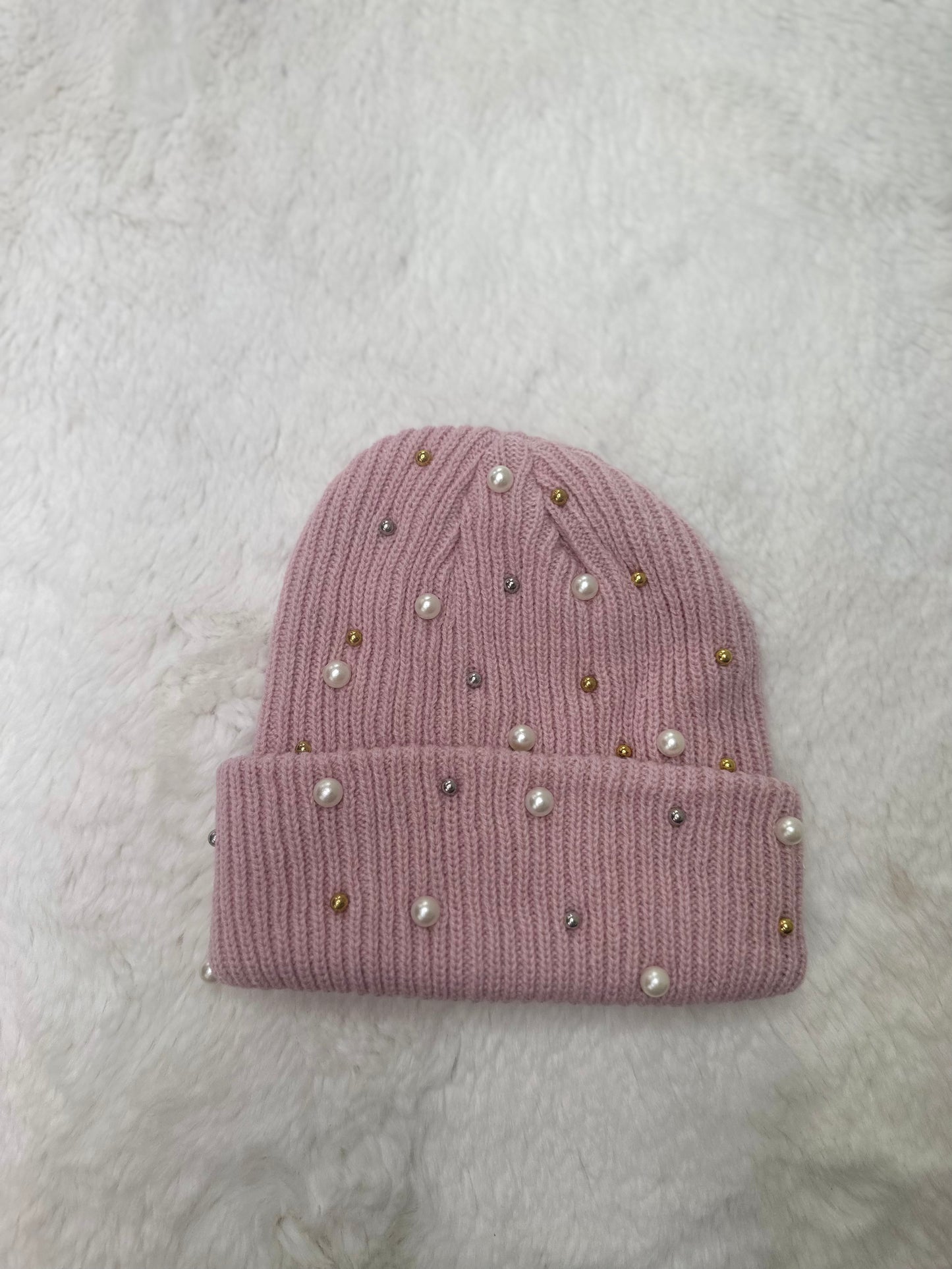 Pearl studded stocking cap