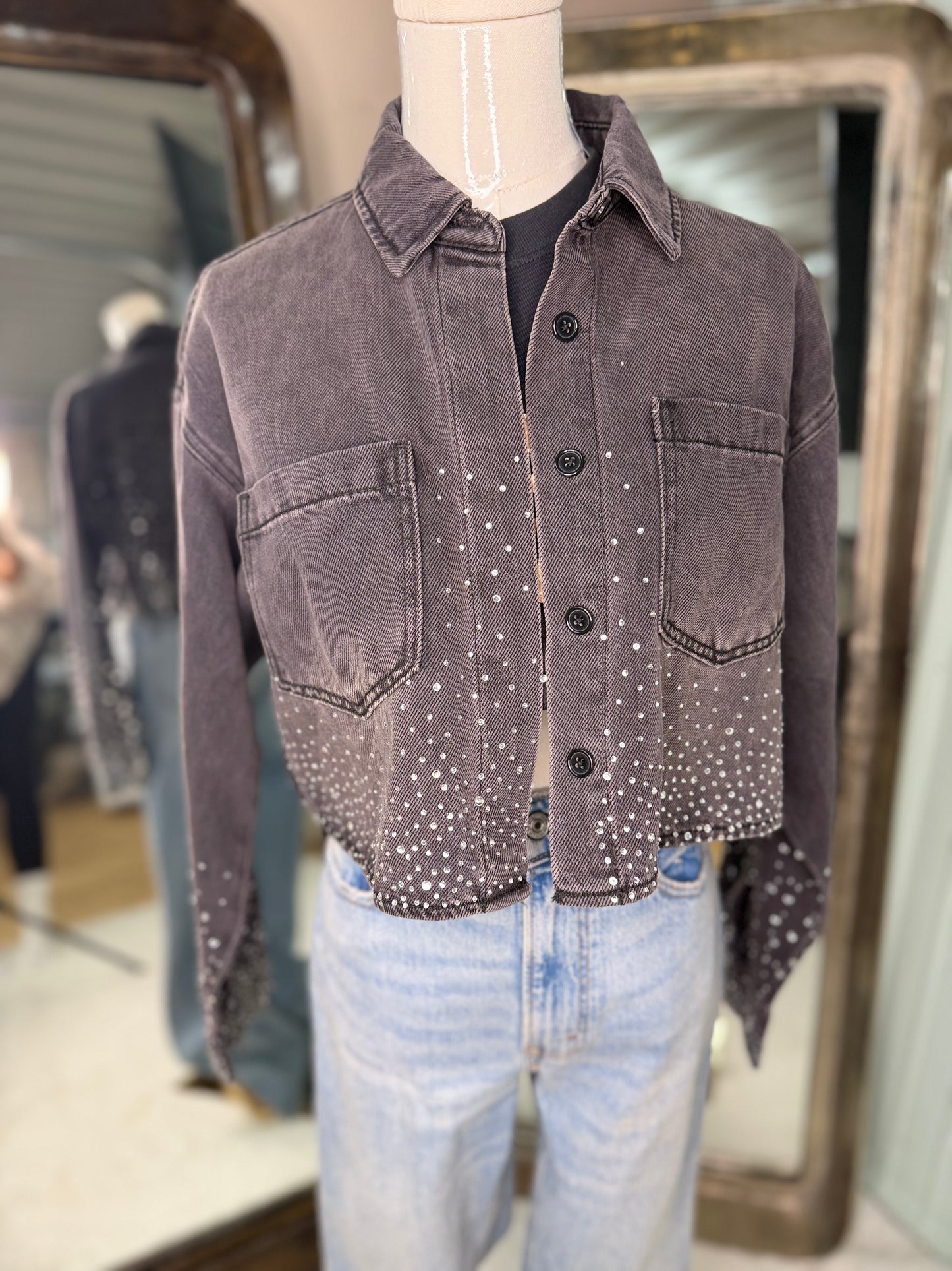 Black Bling Crop Jacket