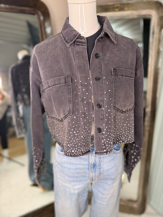 Black Bling Crop Jacket