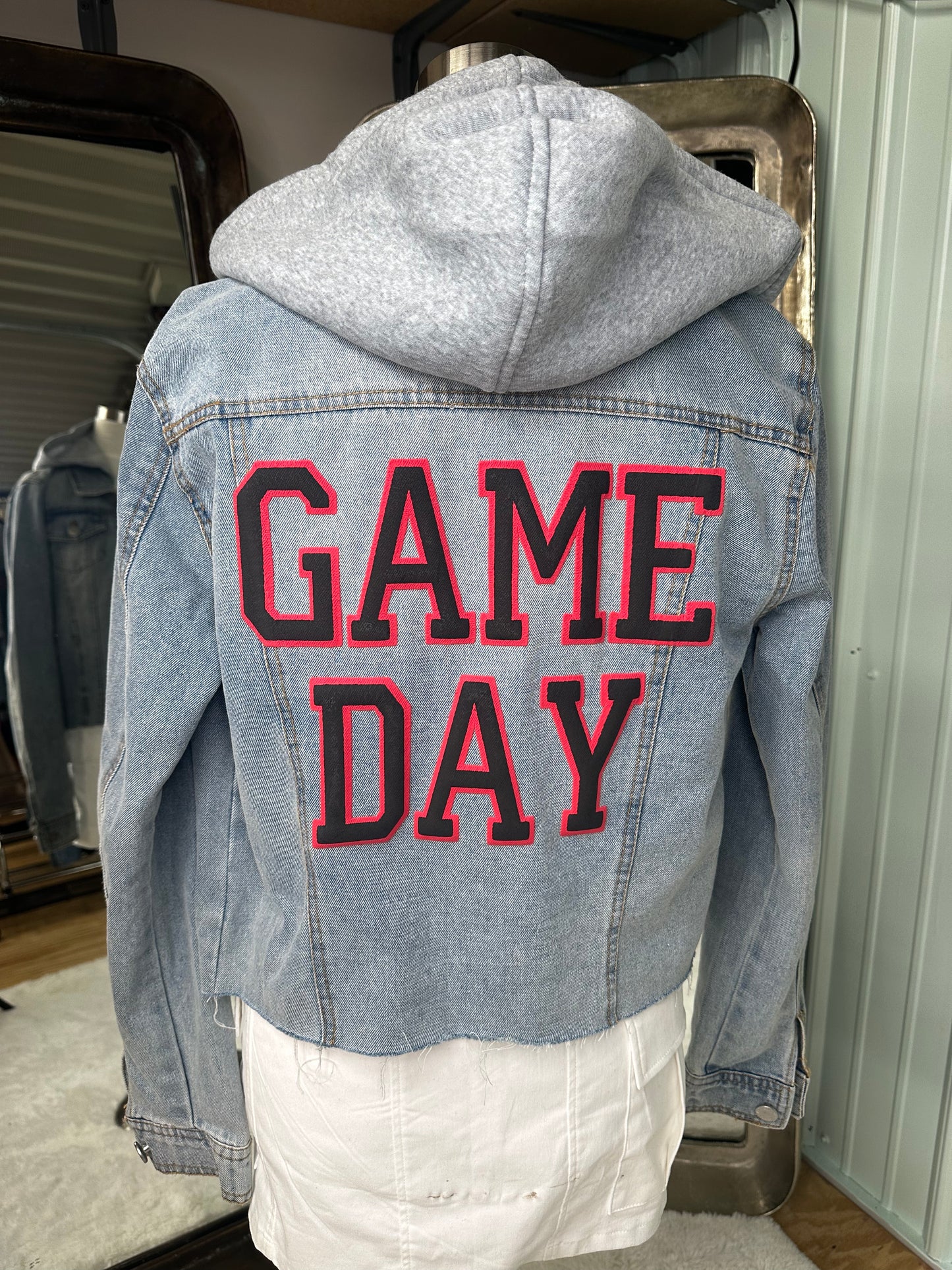 Hooded Denim Game Day Jacket