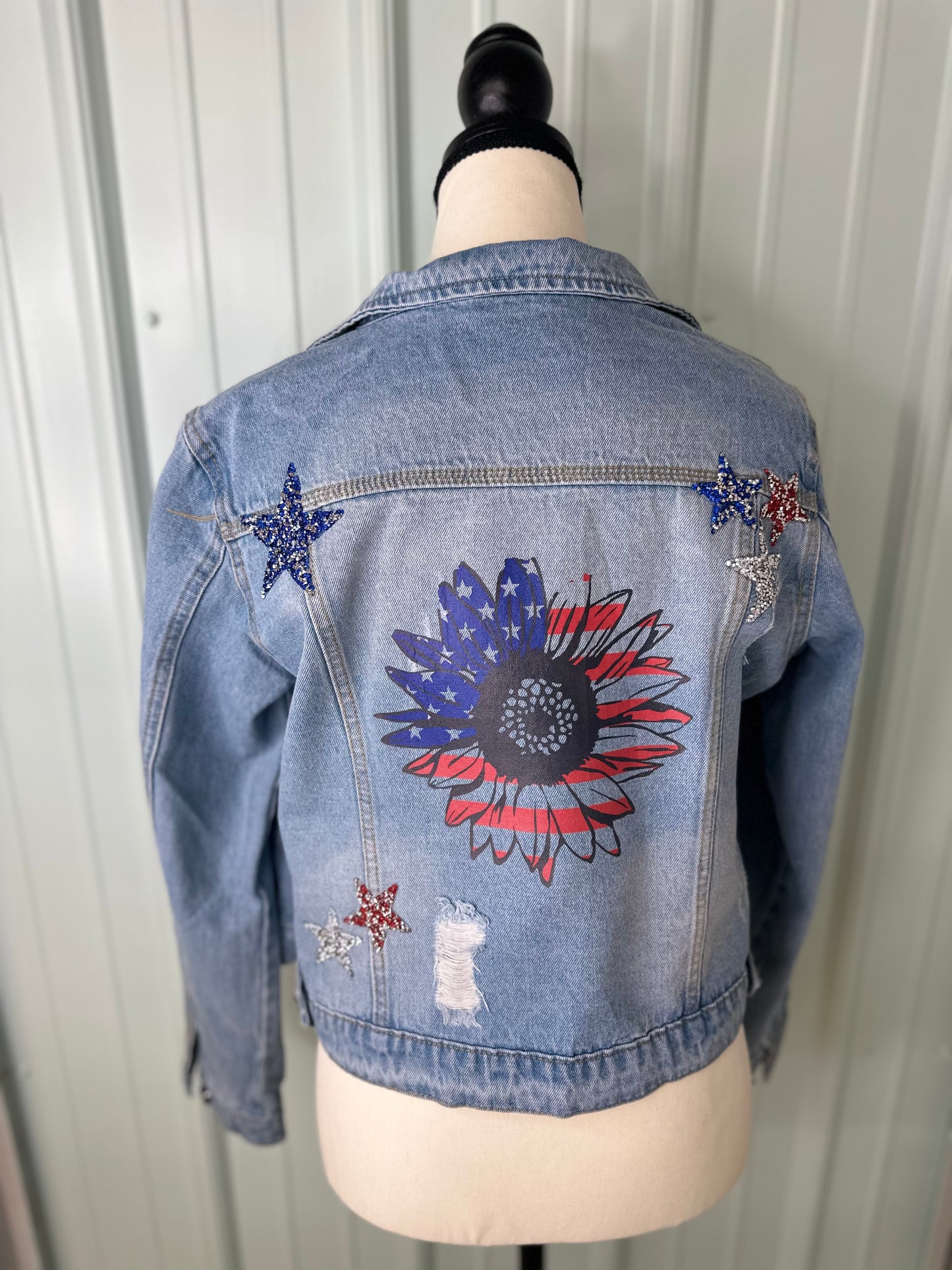 Women’s Distressed Patriotic Jacket